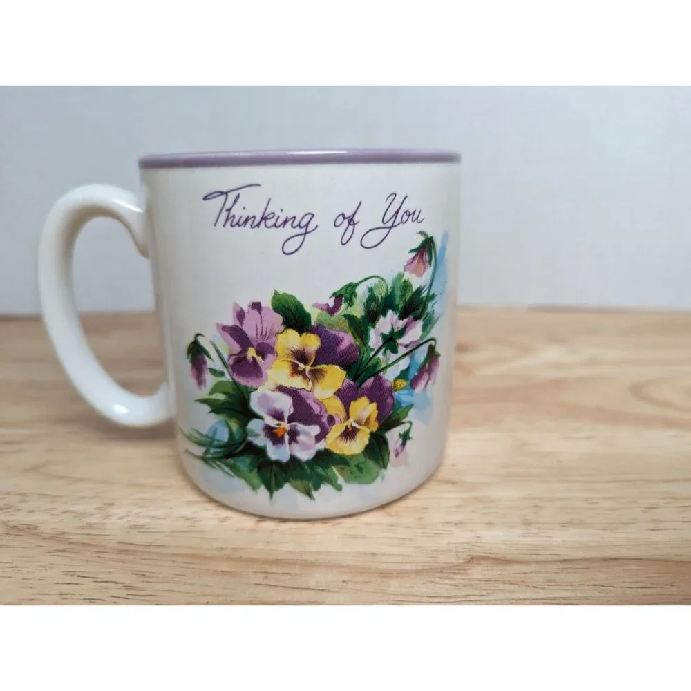 Red Farm Studio FIB Bogart Korea Thinking of You violets grandma core mug 3 1/2